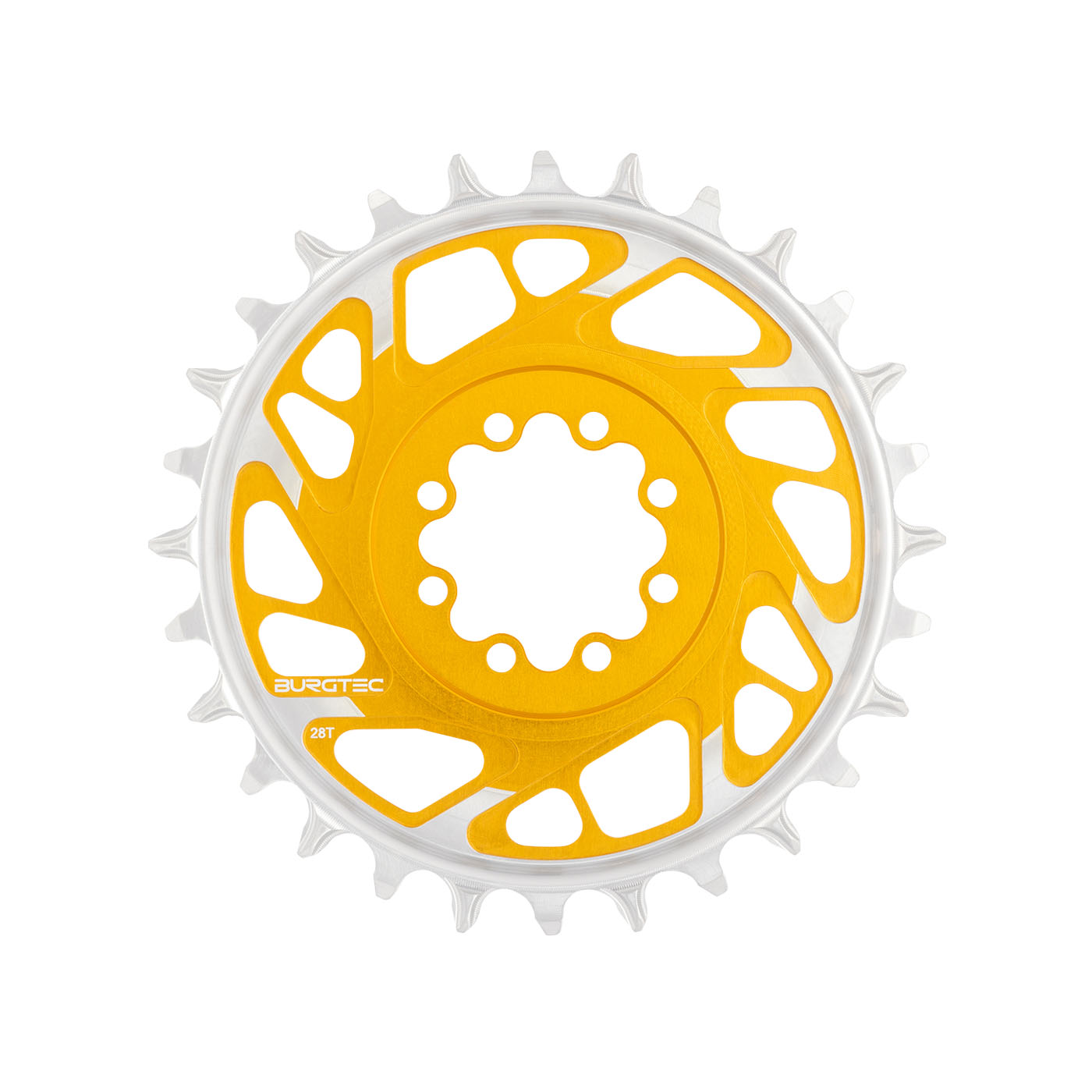 Burgtec 3mm Offset Thick Thin Chainring SRAM 8-Bolt 28T Gold