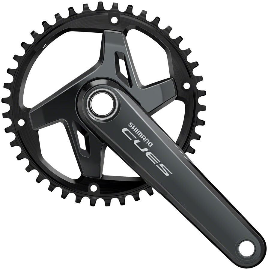 Shimano CUES FC-U8000-1 Crankset - 9/10/11-Speed, Asymmetric 96 BCD Hollowtech II, Black variant 4