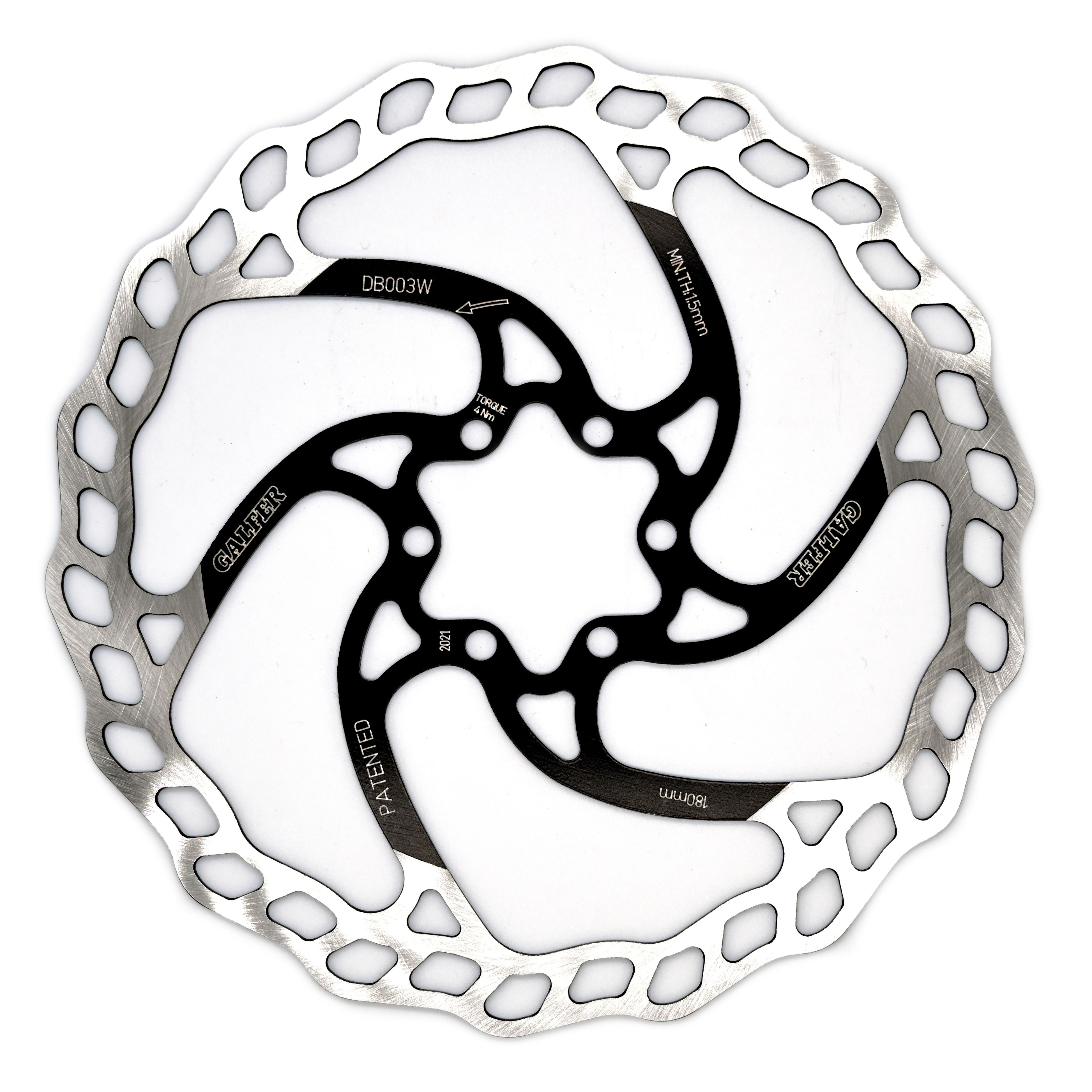 Galfer 180mm Rotor 6-Bolt  1.8mm Black/Silver