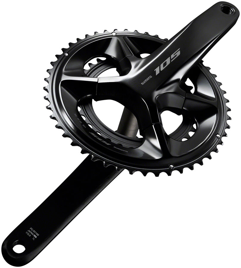 Shimano 105 FC-R7100 Crankset - 12-Speed, 110 Asymmetric BCD Hollowtech II Spindle Interface, Black - Image 11