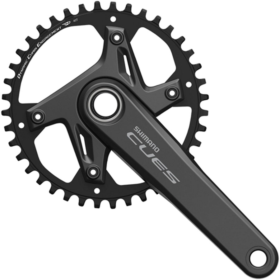 Shimano CUES FC-U6030-1 Crankset - 9/10/11-Speed, Asymmetric ,110 BCD, Black