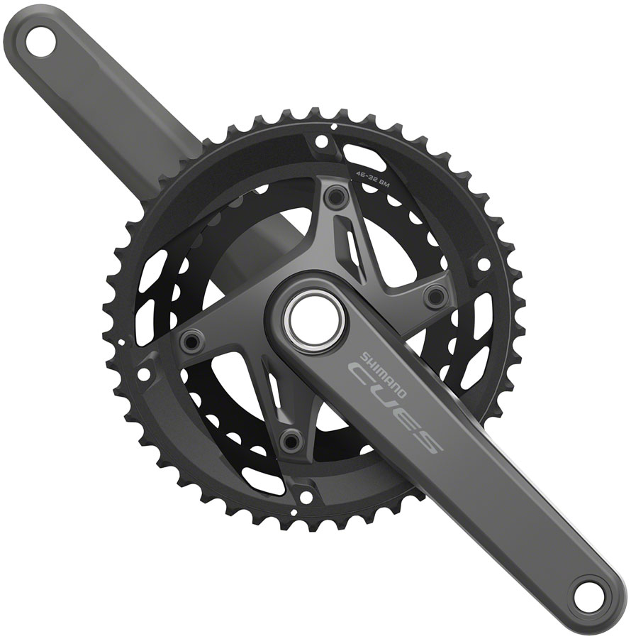 Shimano CUES FC-U6010-2 Crankset - 11-Speed 46/32t Asymmetric 110 BCD Hollowtech II, Black - Image 2