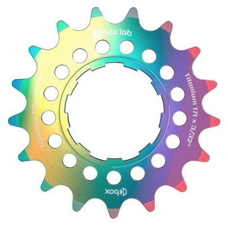 BOX Hex Lab 3/32" CNC Titanium Cogs - Rainbow variant 4