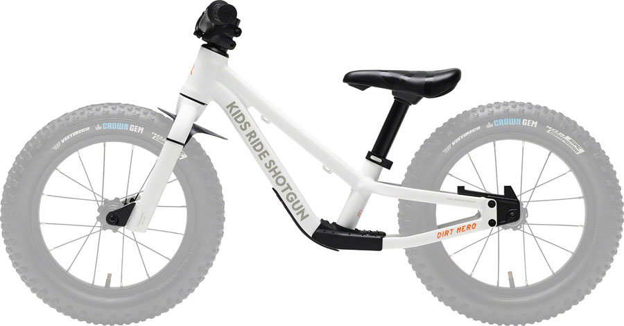 Kids Ride Shotgun Dirt Hero MTB Balance Bike - Fits 12-14" Wheels Wheels/Rear Brake Sold Separately Aluminum White Kids Ride Shotgun Dirt Hero MTB Balance Bike - Fits 12-14" Wheels Wheels/Rear Brake Sold Separately Aluminum White
