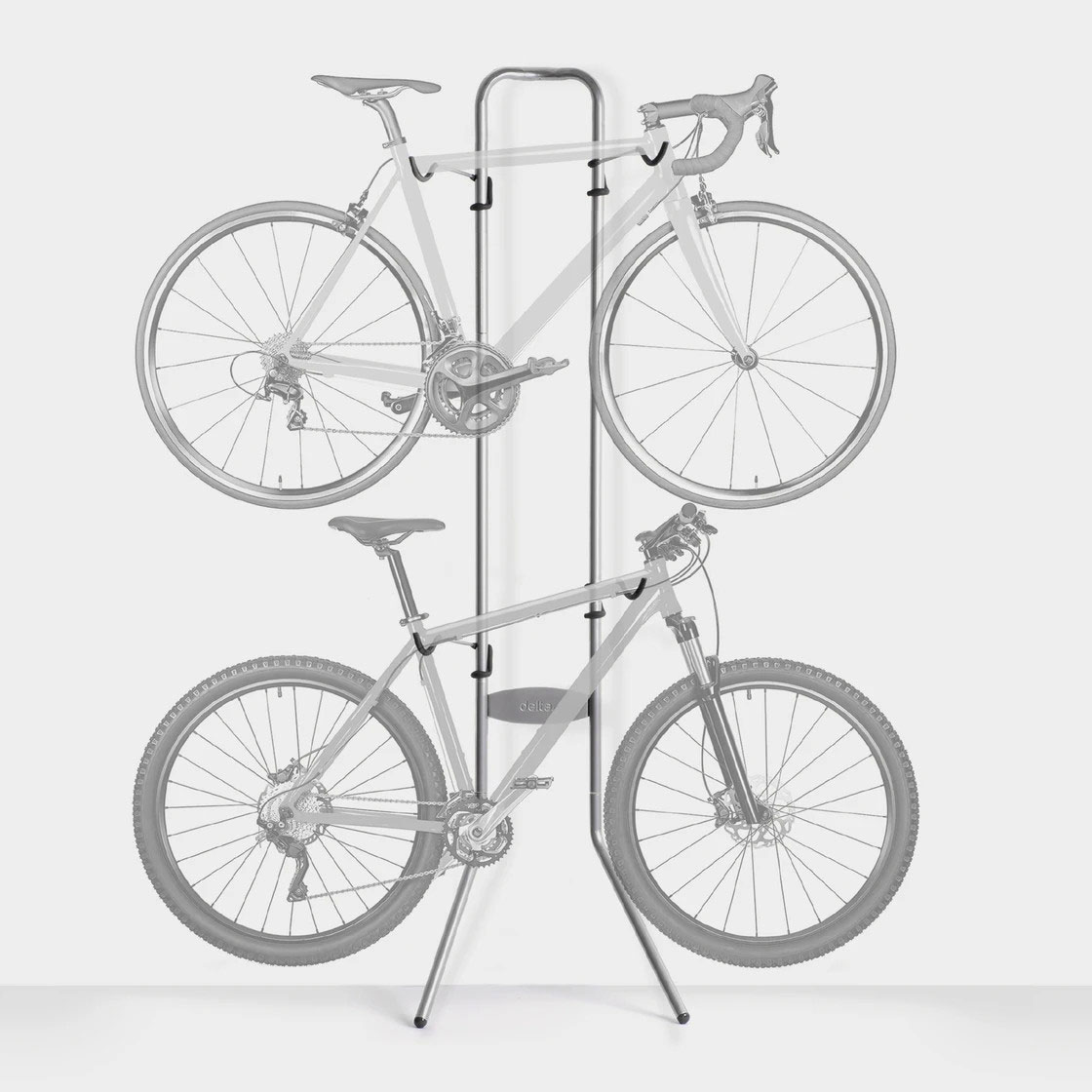Delta Two Bike Gravity Stand Wall Rack Silver 2 Bikes Delta Two Bike Gravity Stand Wall Rack Silver 2 Bikes