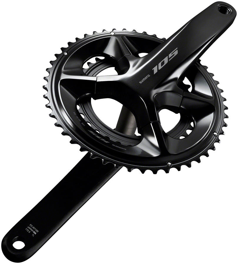 Shimano 105 FC-R7100 Crankset - 12-Speed, 110 Asymmetric BCD Hollowtech II Spindle Interface, Black - Image 20