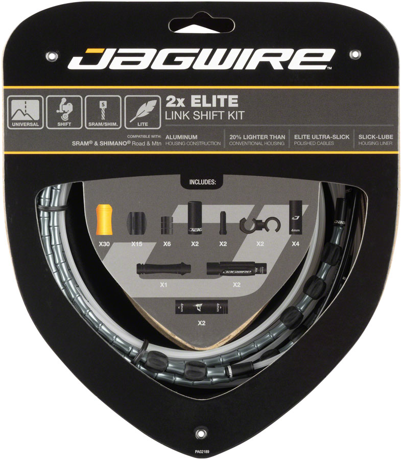 Jagwire 2x Elite Link Shift Cable Kit - SRAM/Shimano Polished Ultra-Slick Cables
