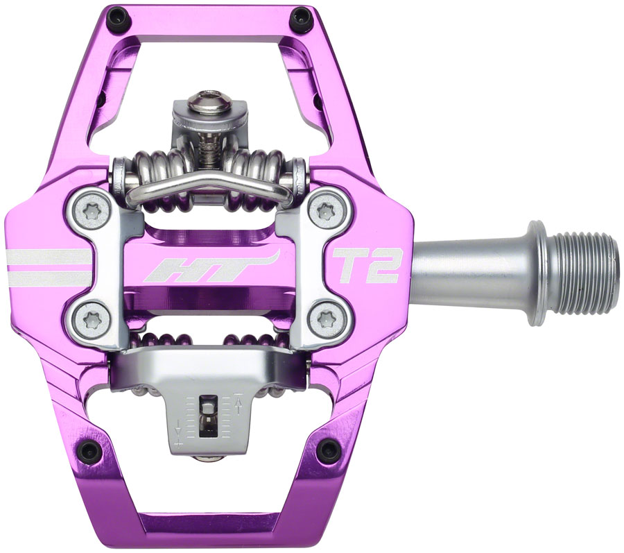 HT Components T2 Pedals - Dual Sided Clipless Platform Aluminum 9/16" Purple HT Components T2 Pedals - Dual Sided Clipless Platform Aluminum 9/16" Purple