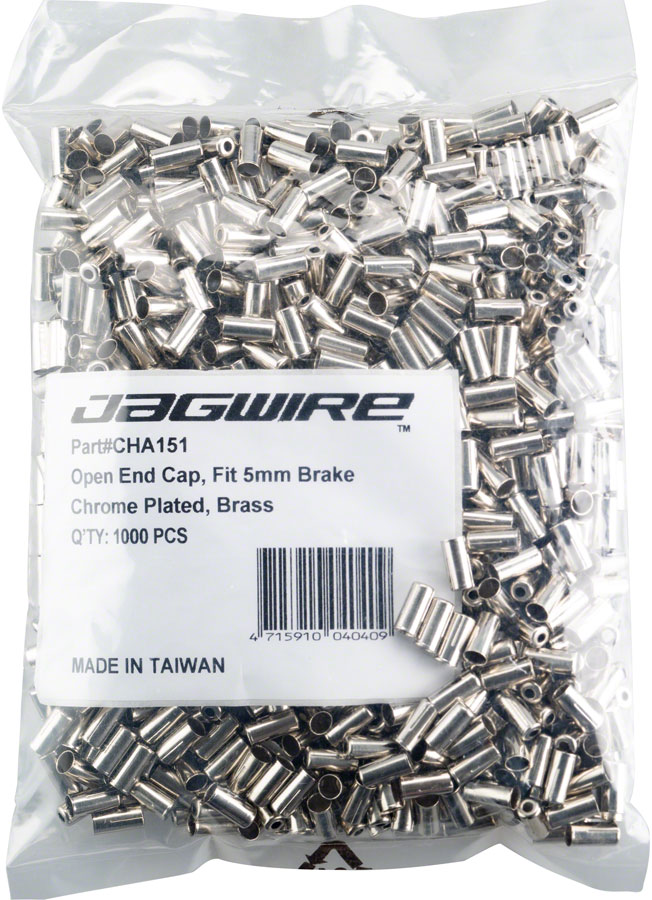 Jagwire 5mm Open Pre-Crimped End Caps Refill Bag of 1000 Chrome Plated Jagwire 5mm Open Pre-Crimped End Caps Refill Bag of 1000 Chrome Plated