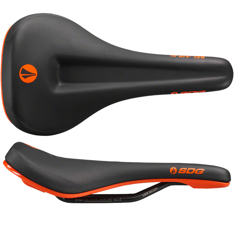 SDG Bel-Air V3 Max Saddle Lux-Alloy Rails Black/Orange