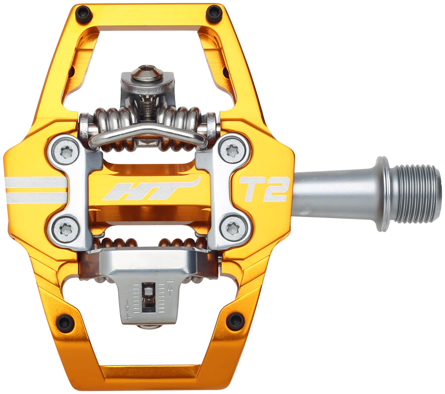 HT Components T2 Pedals - Dual Sided Clipless Platform Aluminum 9/16" Orange HT Components T2 Pedals - Dual Sided Clipless Platform Aluminum 9/16" Orange