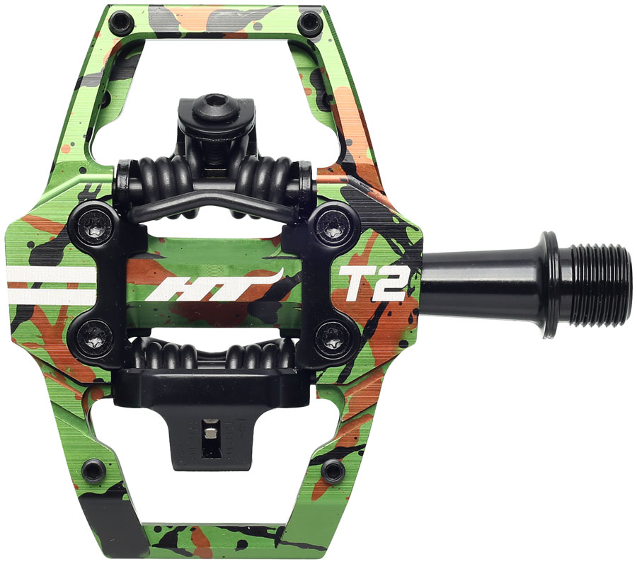 HT Components T2 Pedals - Dual Sided Clipless Platform Aluminum 9/16" Green Camo HT Components T2 Pedals - Dual Sided Clipless Platform Aluminum 9/16" Green Camo