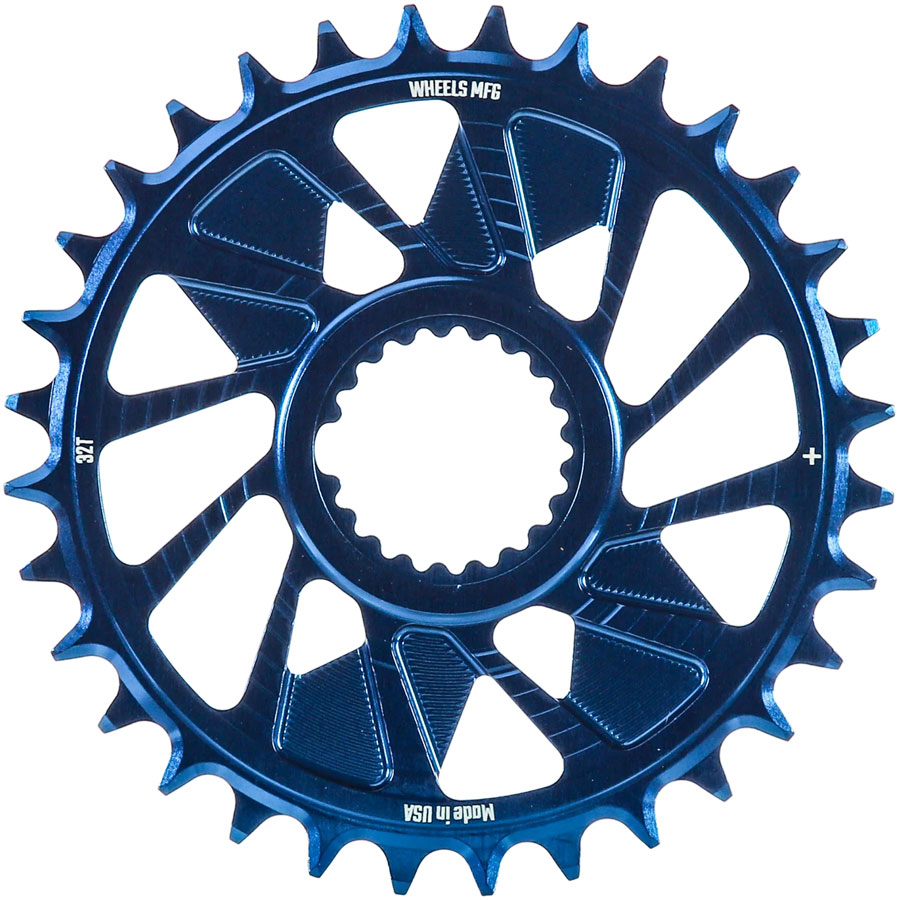 Wheels Manufacturing Direct Mount Chainring - 32t Shimano Direct Mount 1.5mm Outboard Offset HG+ Chain Compatible Blue