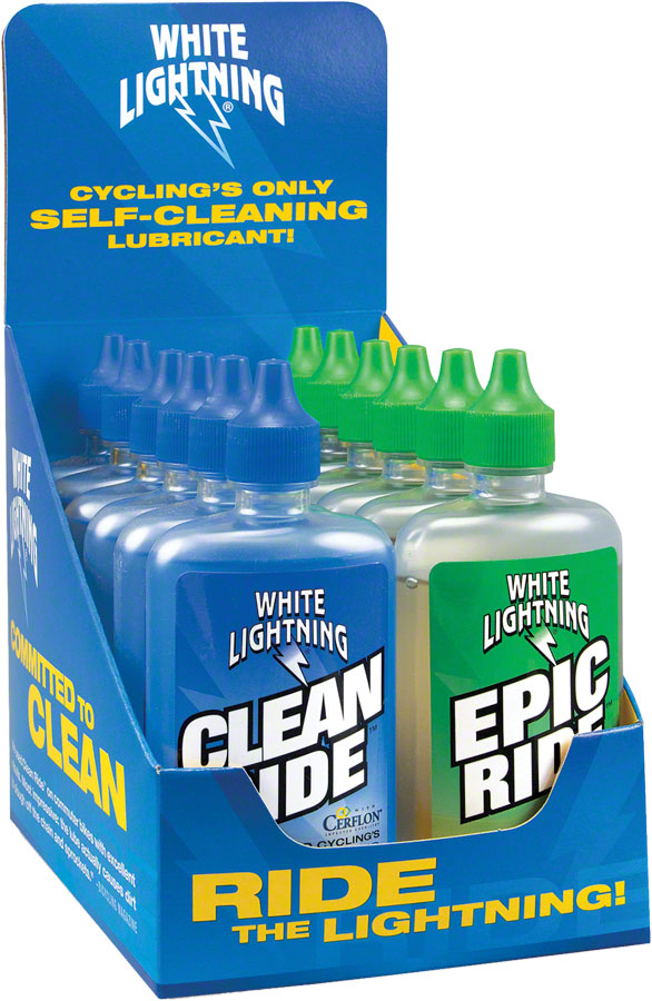 White Lightning Clean Ride Epic Ride Bike Chain Lube - 4oz Drip Box of 12 White Lightning Clean Ride Epic Ride Bike Chain Lube - 4oz Drip Box of 12