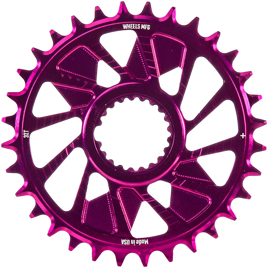Wheels Manufacturing Direct Mount Chainring - 32t Shimano Direct Mount 1.5mm Outboard Offset HG+ Chain Compatible Purple Wheels Manufacturing Direct Mount Chainring - 32t Shimano Direct Mount 1.5mm Outboard Offset HG+ Chain Compatible Purple