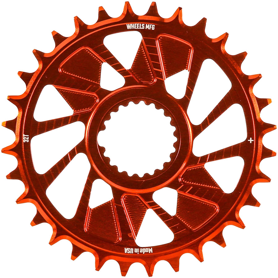 Wheels Manufacturing Direct Mount Chainring - 32t Shimano Direct Mount 1.5mm Outboard Offset HG+ Chain Compatible Orange Wheels Manufacturing Direct Mount Chainring - 32t Shimano Direct Mount 1.5mm Outboard Offset HG+ Chain Compatible Orange