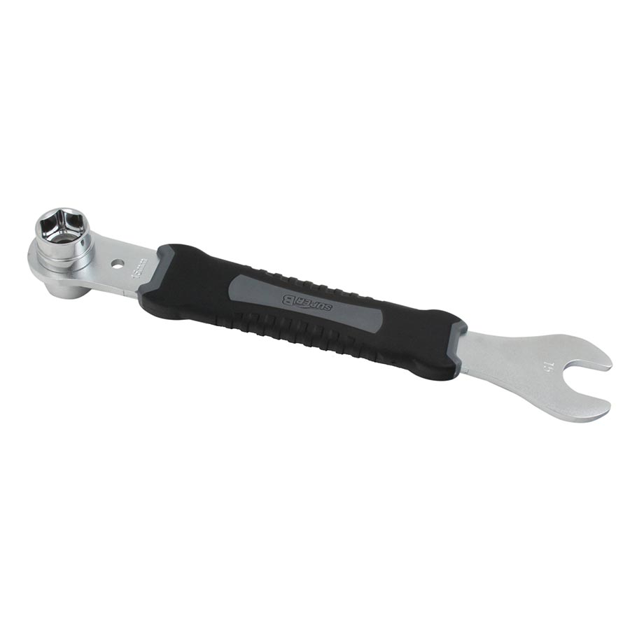 Super-B TB-MW 50 15mm pedal wrench with 14 and 15mm crank bolt tool Super-B TB-MW 50 15mm pedal wrench with 14 and 15mm crank bolt tool