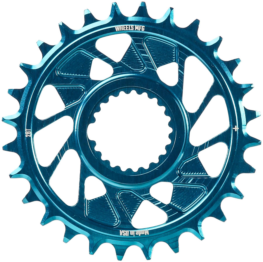 Wheels Manufacturing Direct Mount Chainring - 28t Shimano Direct Mount 1.5mm Outboard Offset HG+ Chain Compatible Teal Wheels Manufacturing Direct Mount Chainring - 28t Shimano Direct Mount 1.5mm Outboard Offset HG+ Chain Compatible Teal