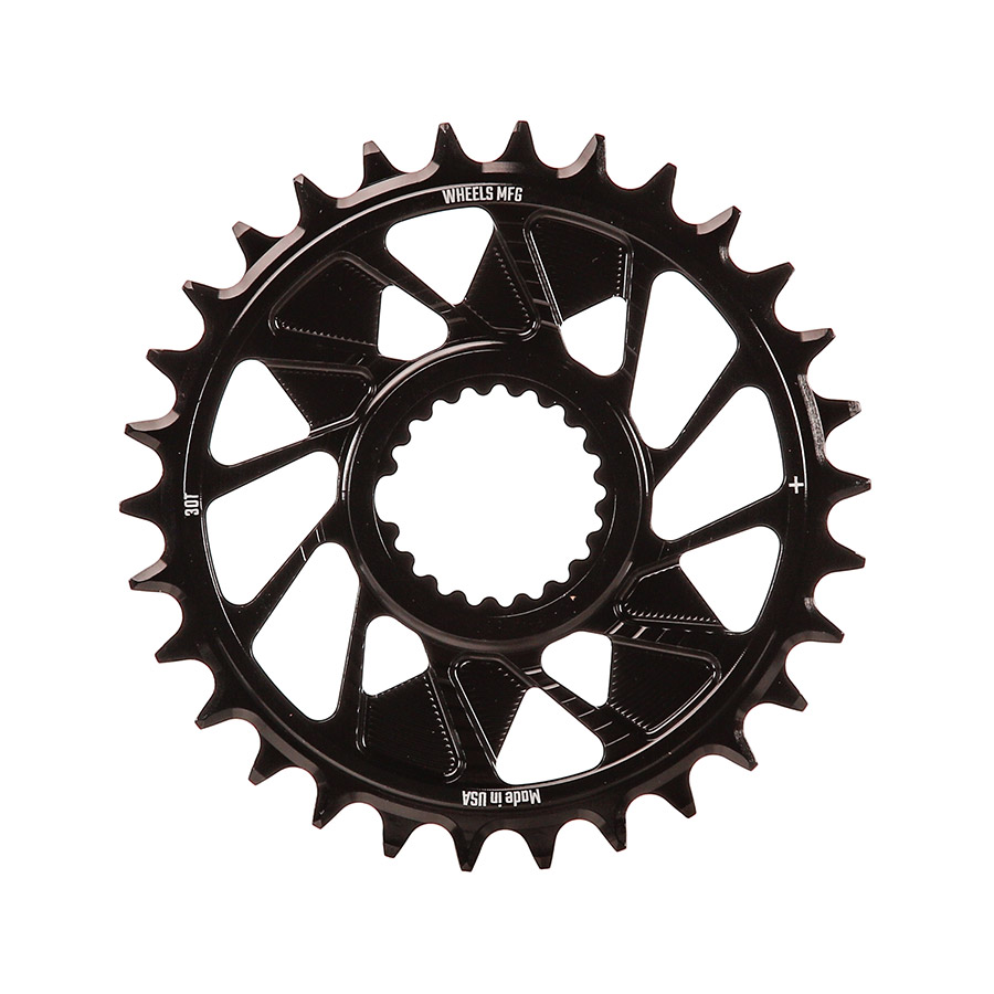 Wheels Manufacturing Shimano DM HG+ Outboard Chainring Teeth: 30 Speed: 12 BCD: Direct Mount Shimano Single 7075 Aluminum Black