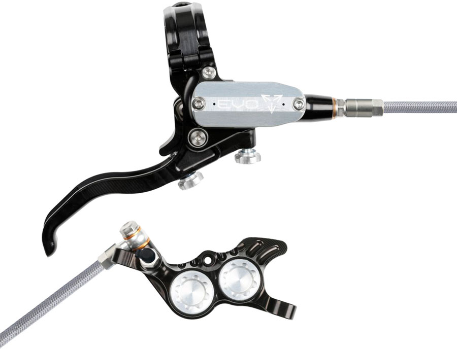Hope EVO GR4 Disc Brake Lever Set - Right Hand Post Mount 4-Piston Braided Hydraulic Hose BLK/Silver