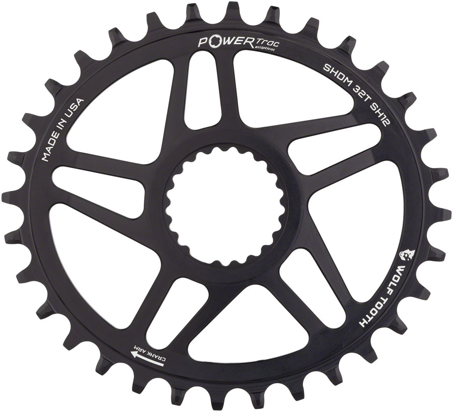 Wolf Tooth Elliptical Direct Mount Chainring - Shimano Direct Mount Boost 3mm Offset, Requires 12-Speed Hyperglide+ Chain, Black - Image 2 Wolf Tooth Elliptical Direct Mount Chainring - Shimano Direct Mount Boost 3mm Offset, Requires 12-Speed Hyperglide+ Chain, Black - Image 2