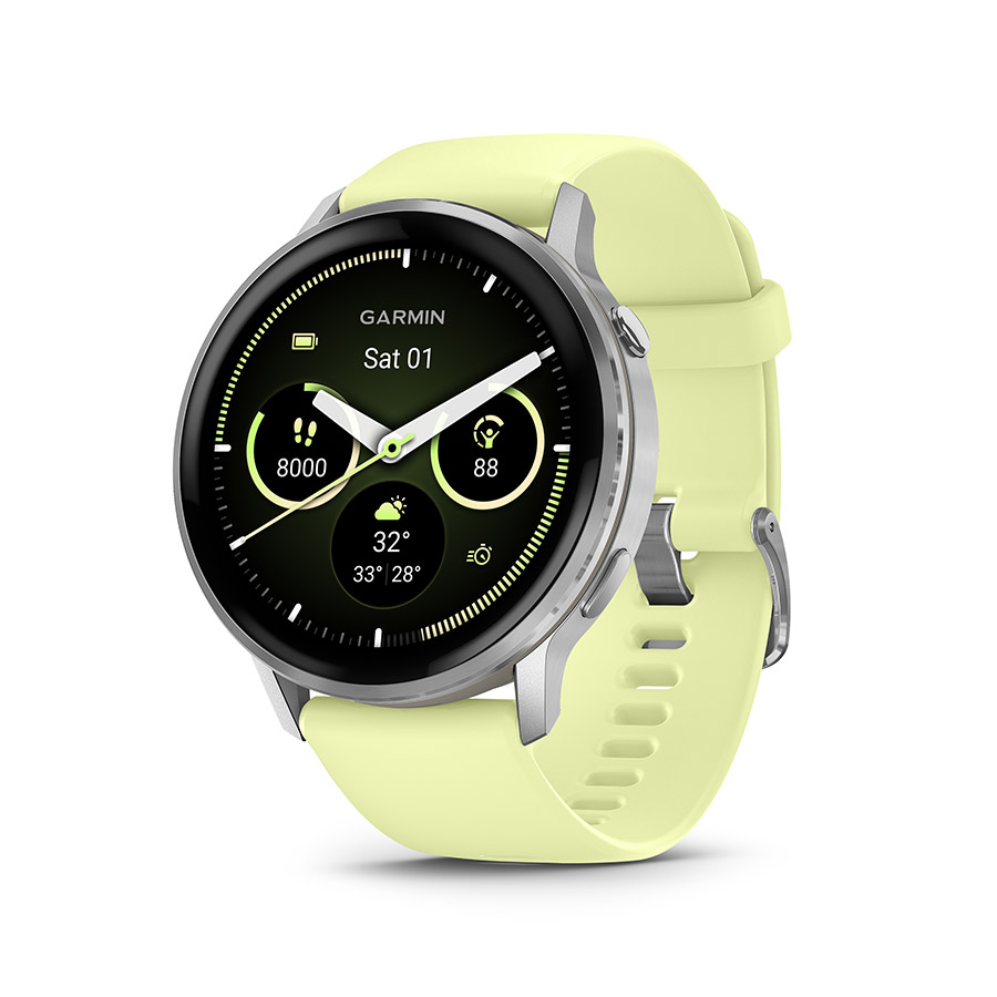 Garmin Venu 4 45mm Watch Watch Color: Silver Wristband: Citron - Silicone