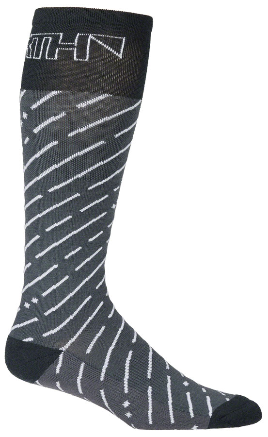 45NRTH Snow Band Midweight Knee High Wool Sock - Dark Gray/Dark Blue - Image 3