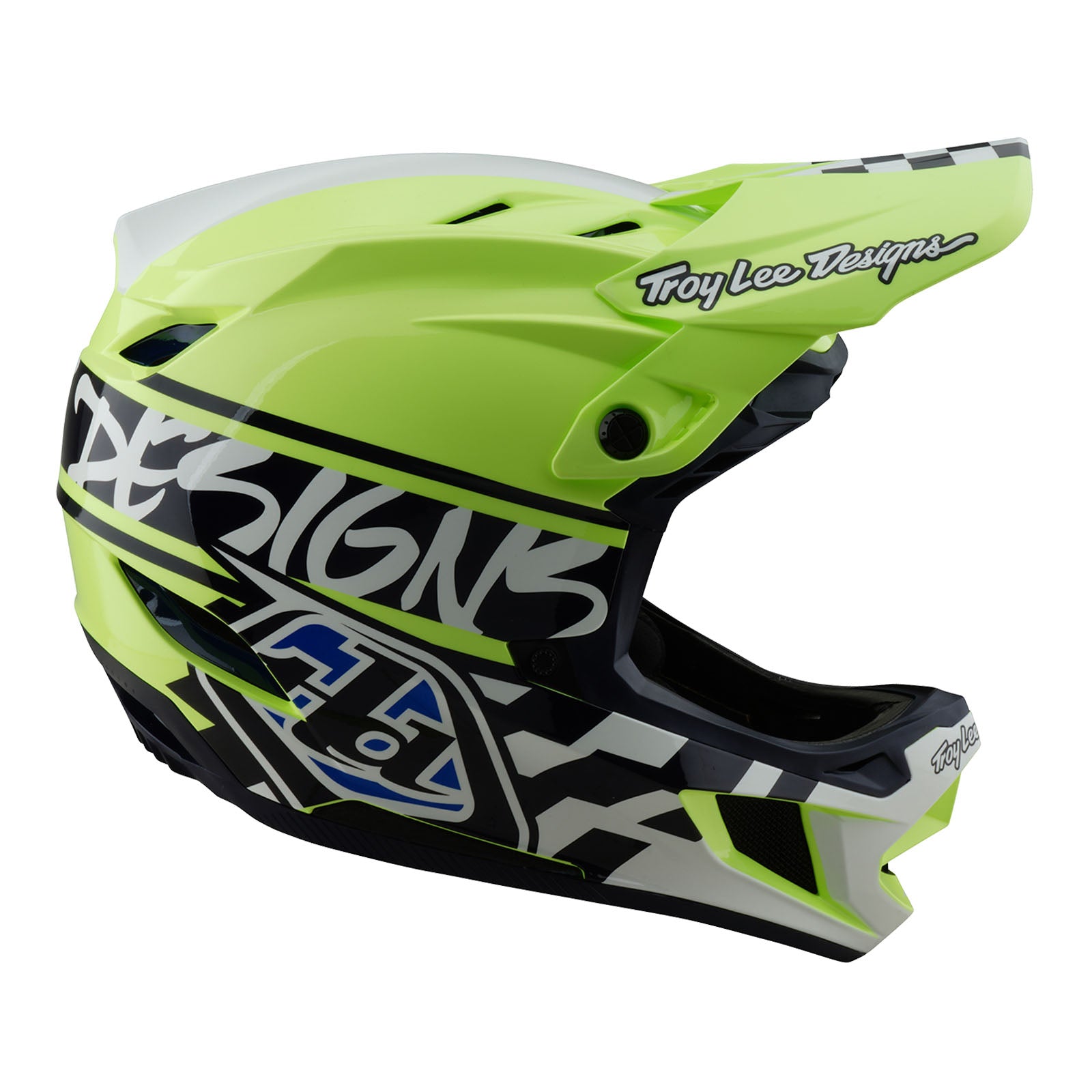 D4 Polyacrylite Helmet Fifty-50 Navy / Glo Yellow - Image 5