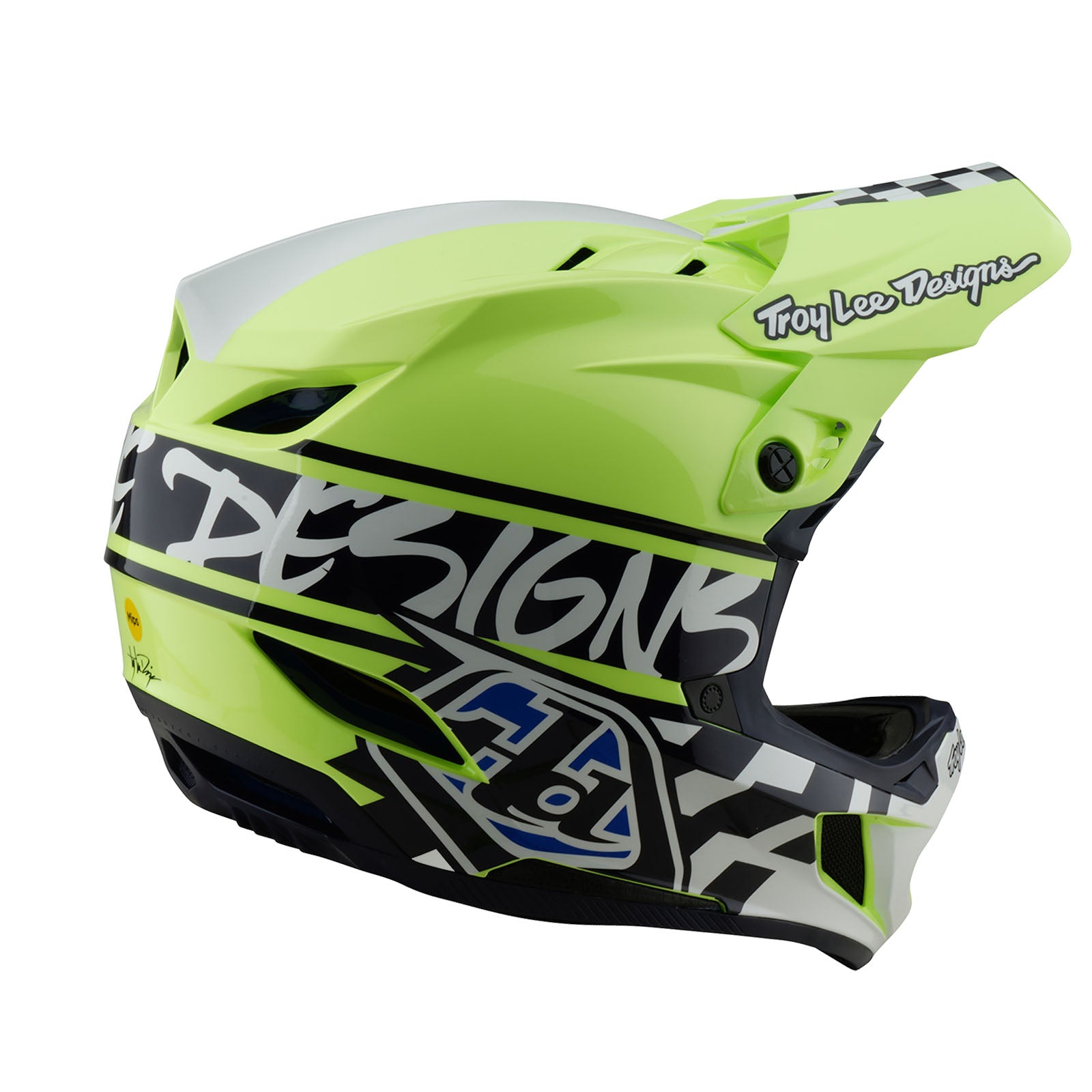 D4 Polyacrylite Helmet Fifty-50 Navy / Glo Yellow - Image 4