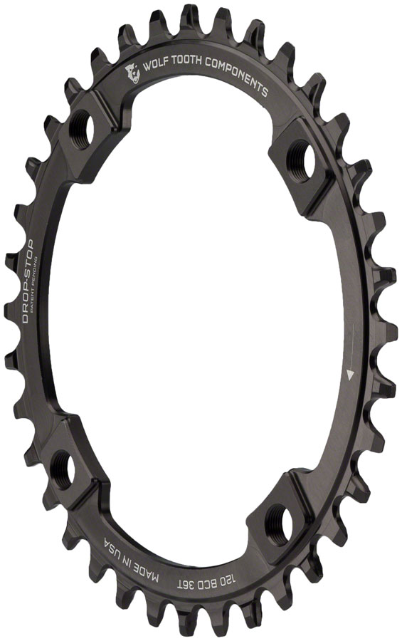 Wolf Tooth 120 BCD Chainring - 36t 120 BCD 4-Bolt Drop-Stop B Black