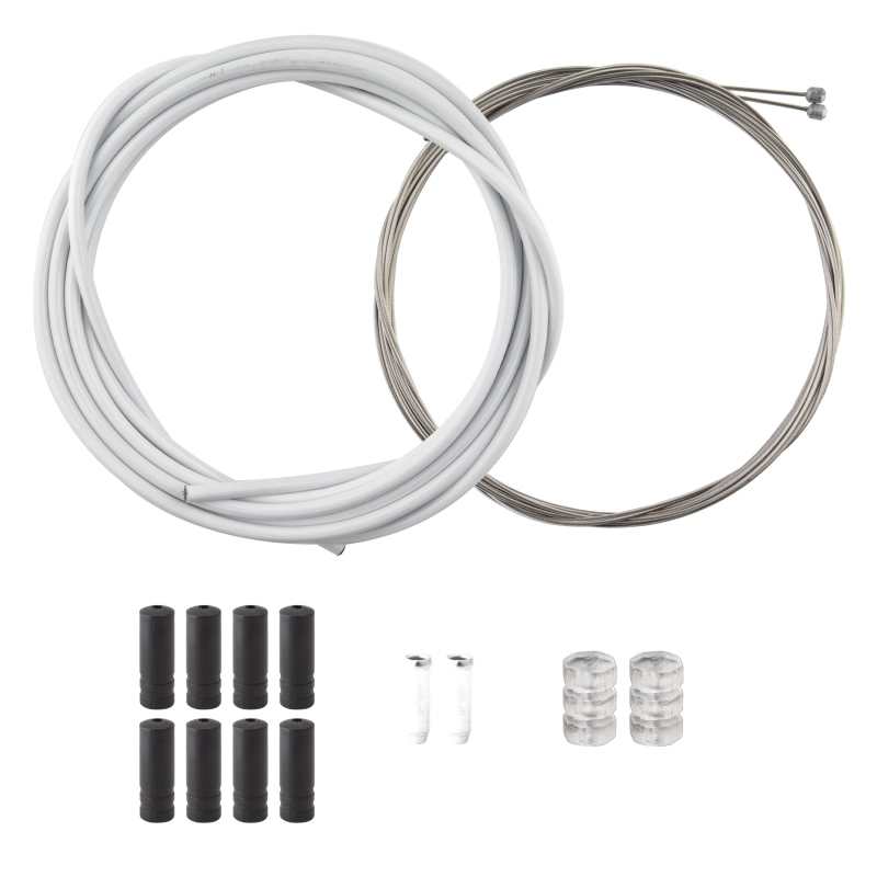 Clarks Stainless Steel Sport Gear Kit Front and rear 2500mm/2275mm 4mm/1.1mm SS White MTB/Road