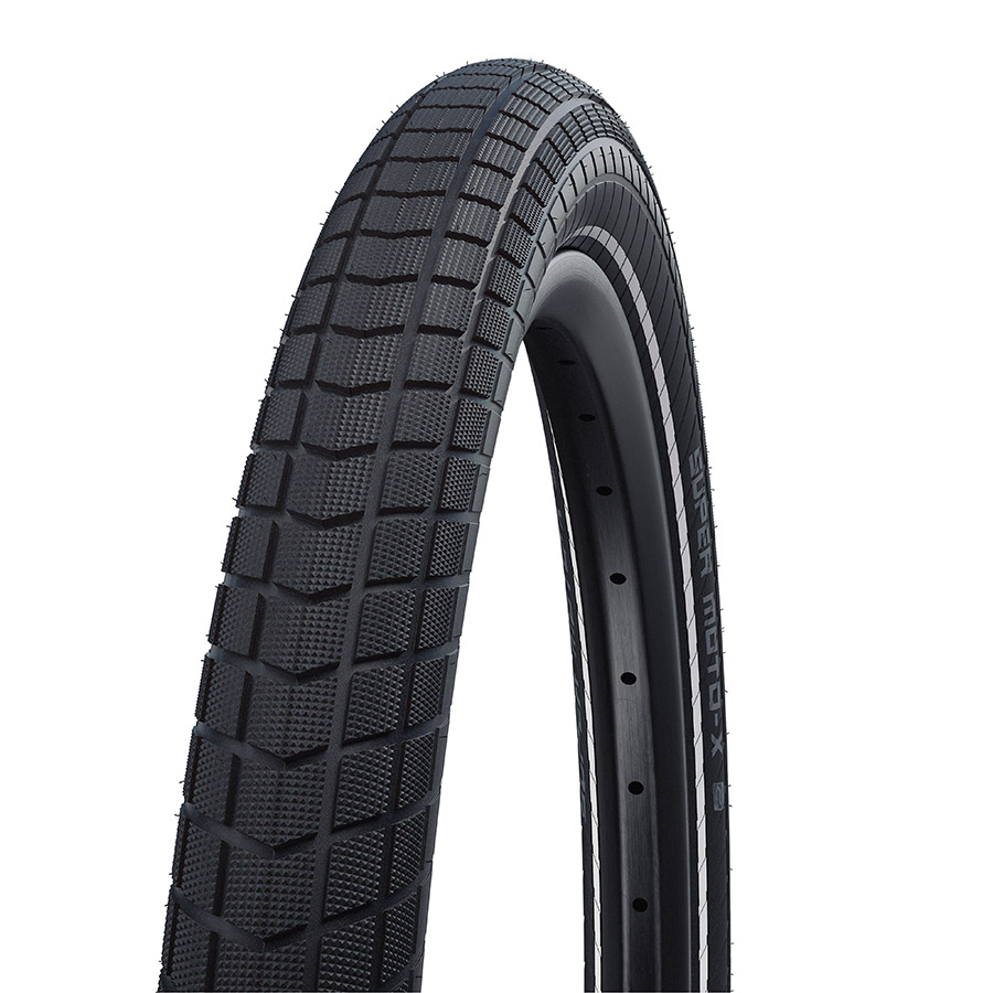 Schwalbe Super Moto-X Hybrid Tire 20''x4.00 Wire Clincher Addix Green RaceGuard TwinSkin Double Defence Reflex 2 x 67 EPI Black