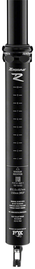RaceFace Turbine R Dropper Seatpost - 30.9 100mm Travel Black - Image 9