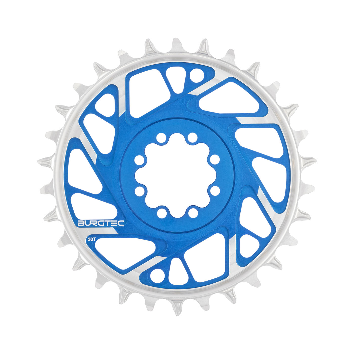 Burgtec 3mm Offset Thick Thin Chainring SRAM 8-Bolt 30T Blue