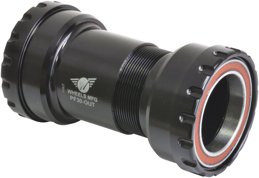 Wheels Manufacturing PF30 Outboard Bottom Bracket - For 30mm Spindle ABEC-5 Angular Contact Bearings PressFit Thread Together BLK