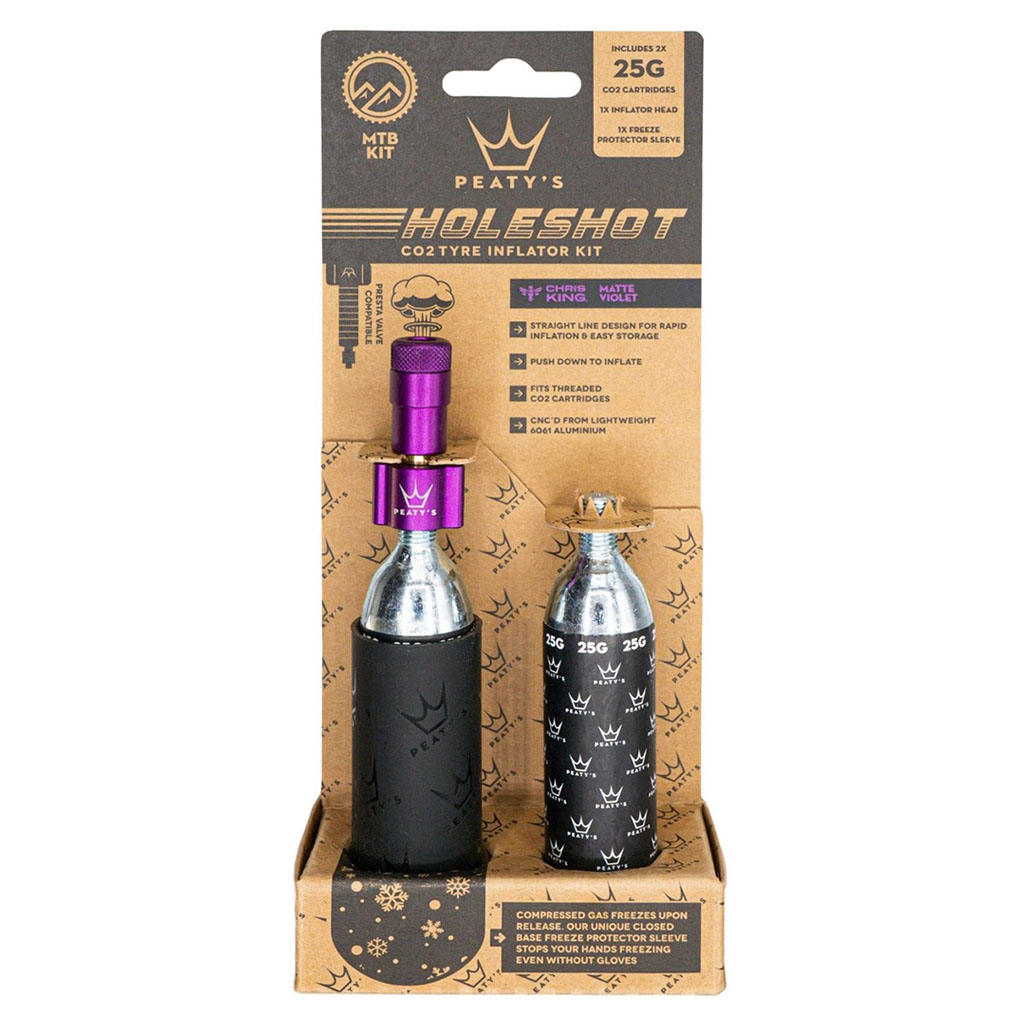 Peaty's Holeshot CO2 MTN Tire Inflator Kit w/2x25g Violet