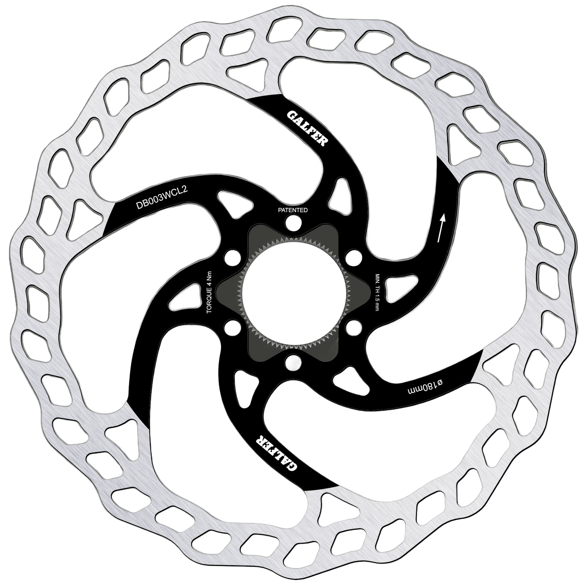 Galfer 180mm Rotor Center Lock 2.0mm Black/Silver