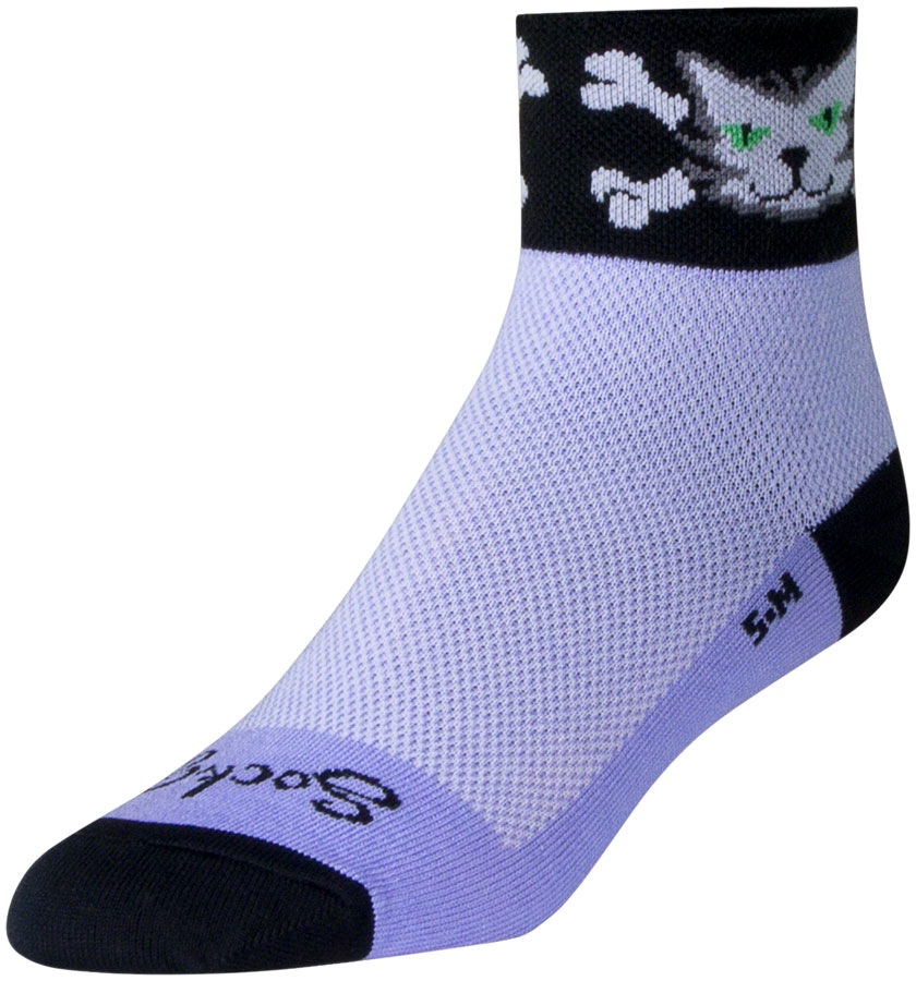 SockGuy Classic Bad Kitty Socks - 2" Purple Women's Small/Medium