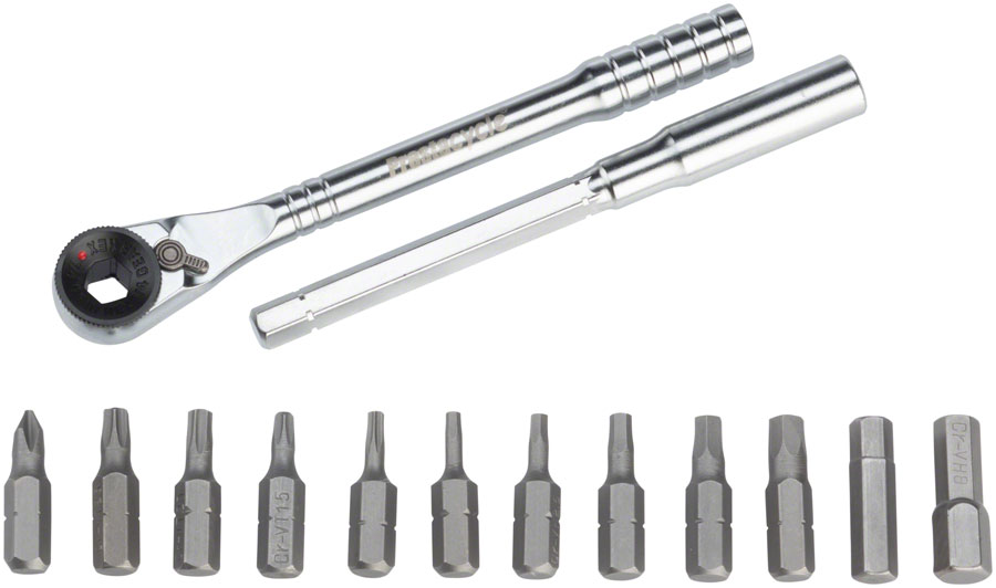 Prestacycle T-Handle Ratchet Deluxe 3-Way Ratchet T-Handle Tool Kit 12 Piece Bit Set