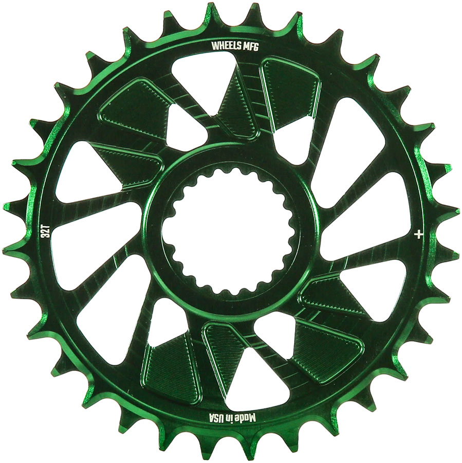 Wheels Manufacturing Direct Mount Chainring - 32t Shimano Direct Mount 1.5mm Outboard Offset HG+ Chain Compatible Green