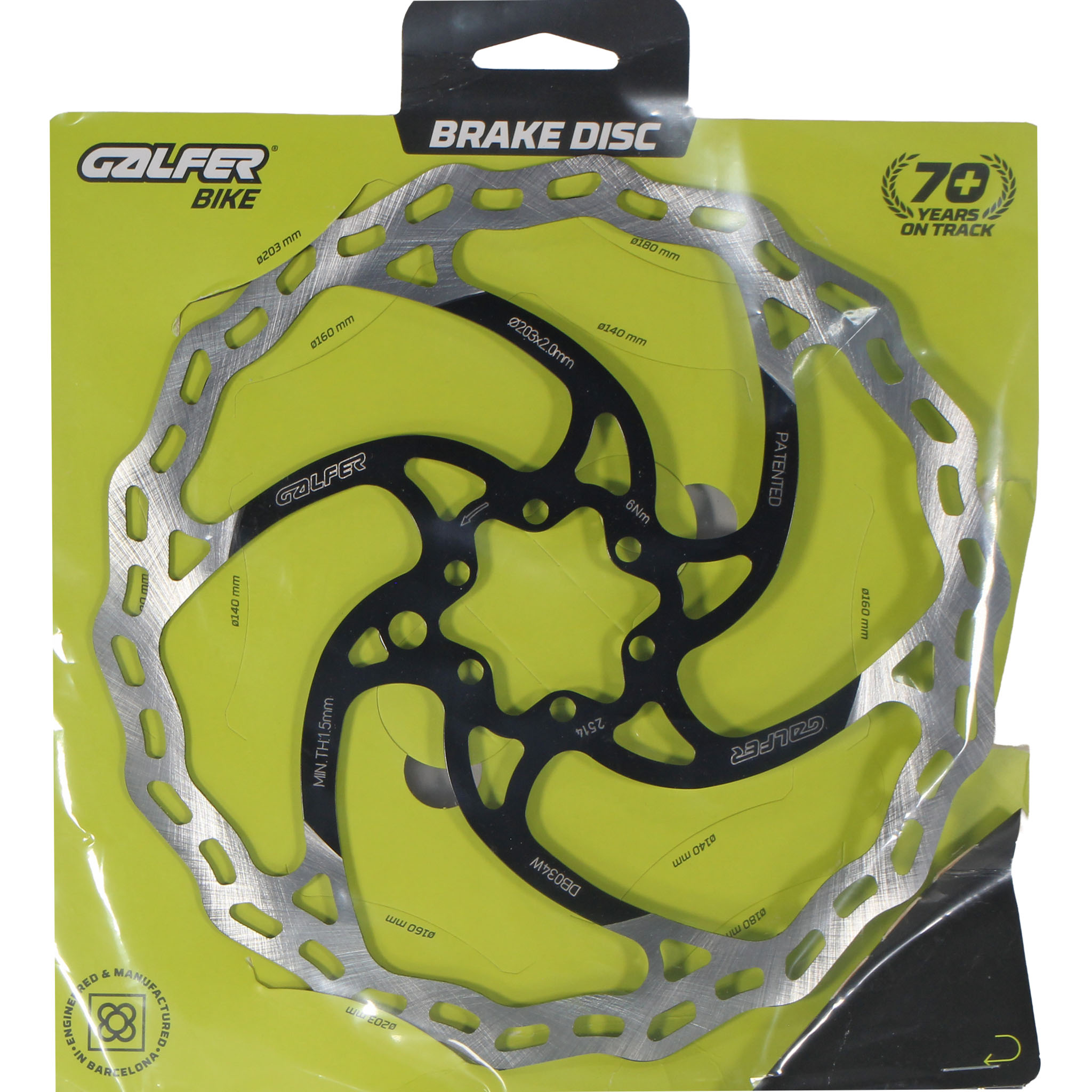 Galfer BLEM  203mm Rotor 6-Bolt  2.0mm Black/Silver  