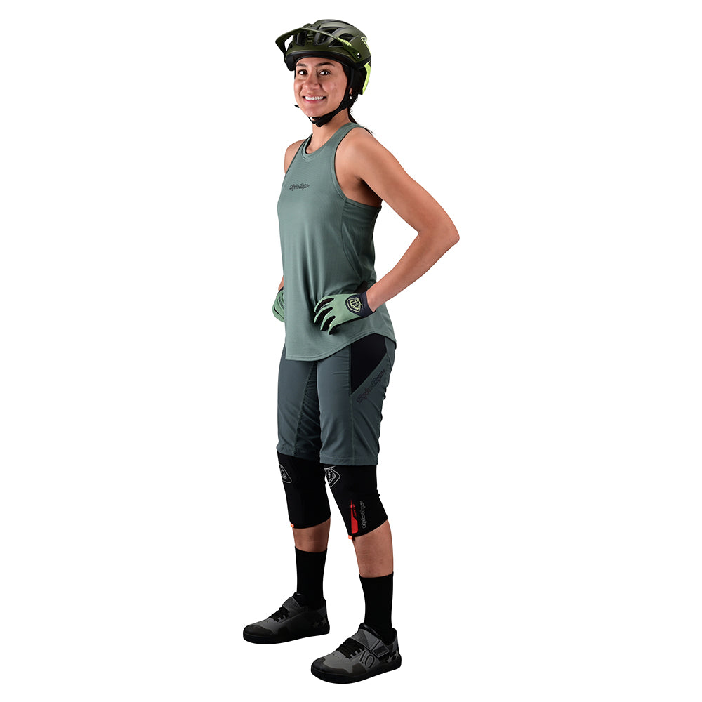 Womens Luxe Short No Liner Solid Steel Green - Image 5