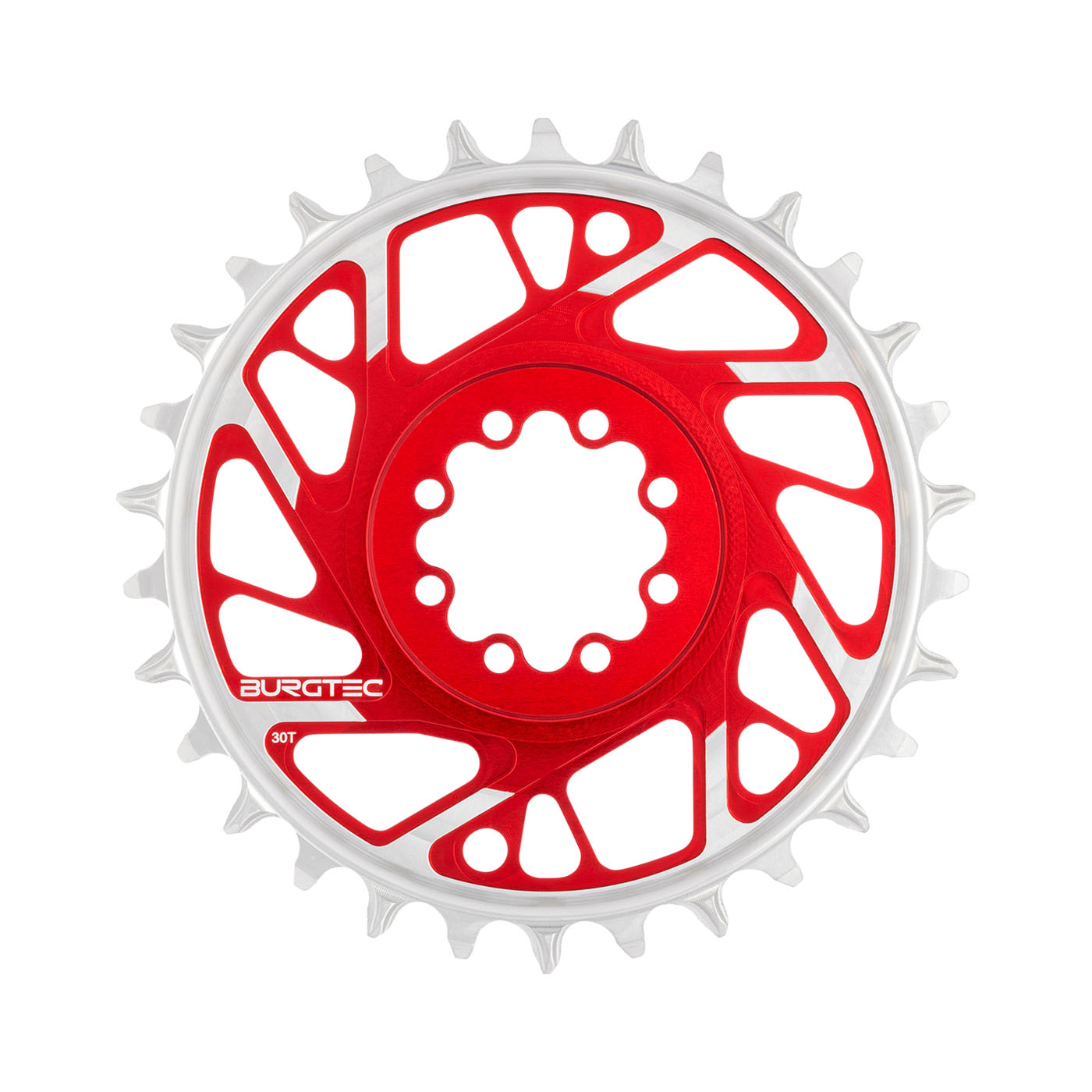 Burgtec 3mm Offset Thick Thin Chainring SRAM 8-Bolt 30T Red