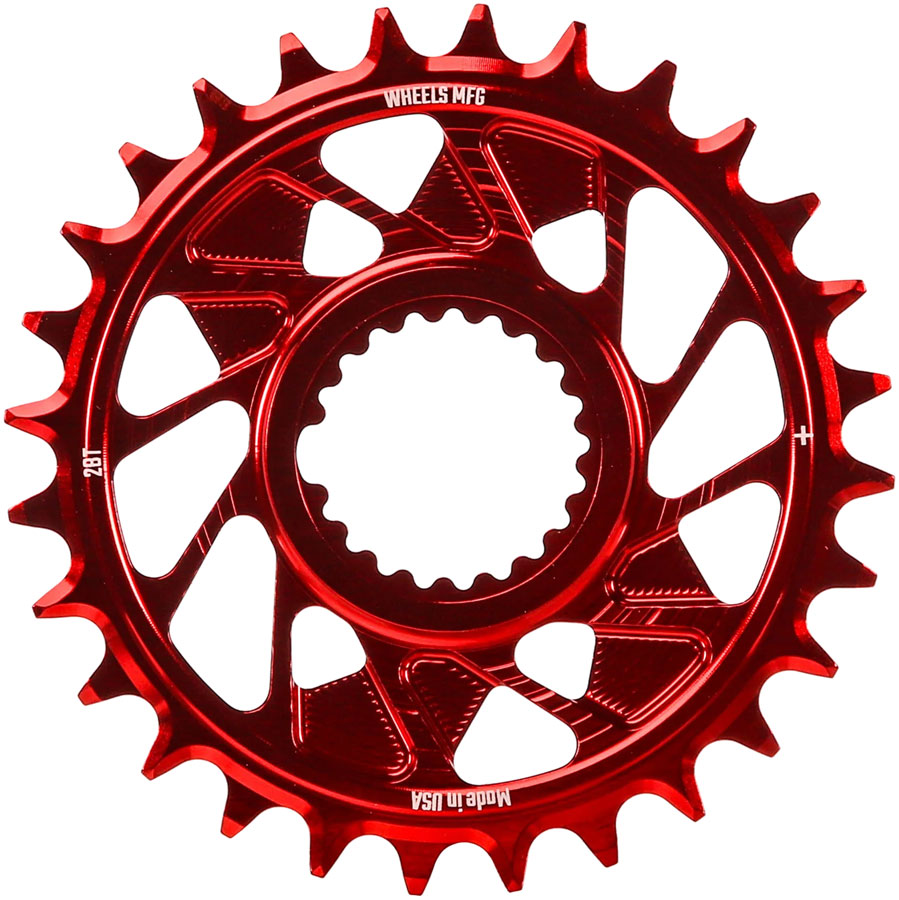 Wheels Manufacturing Direct Mount Chainring - 28t Shimano Direct Mount 1.5mm Outboard Offset HG+ Chain Compatible Red Wheels Manufacturing Direct Mount Chainring - 28t Shimano Direct Mount 1.5mm Outboard Offset HG+ Chain Compatible Red