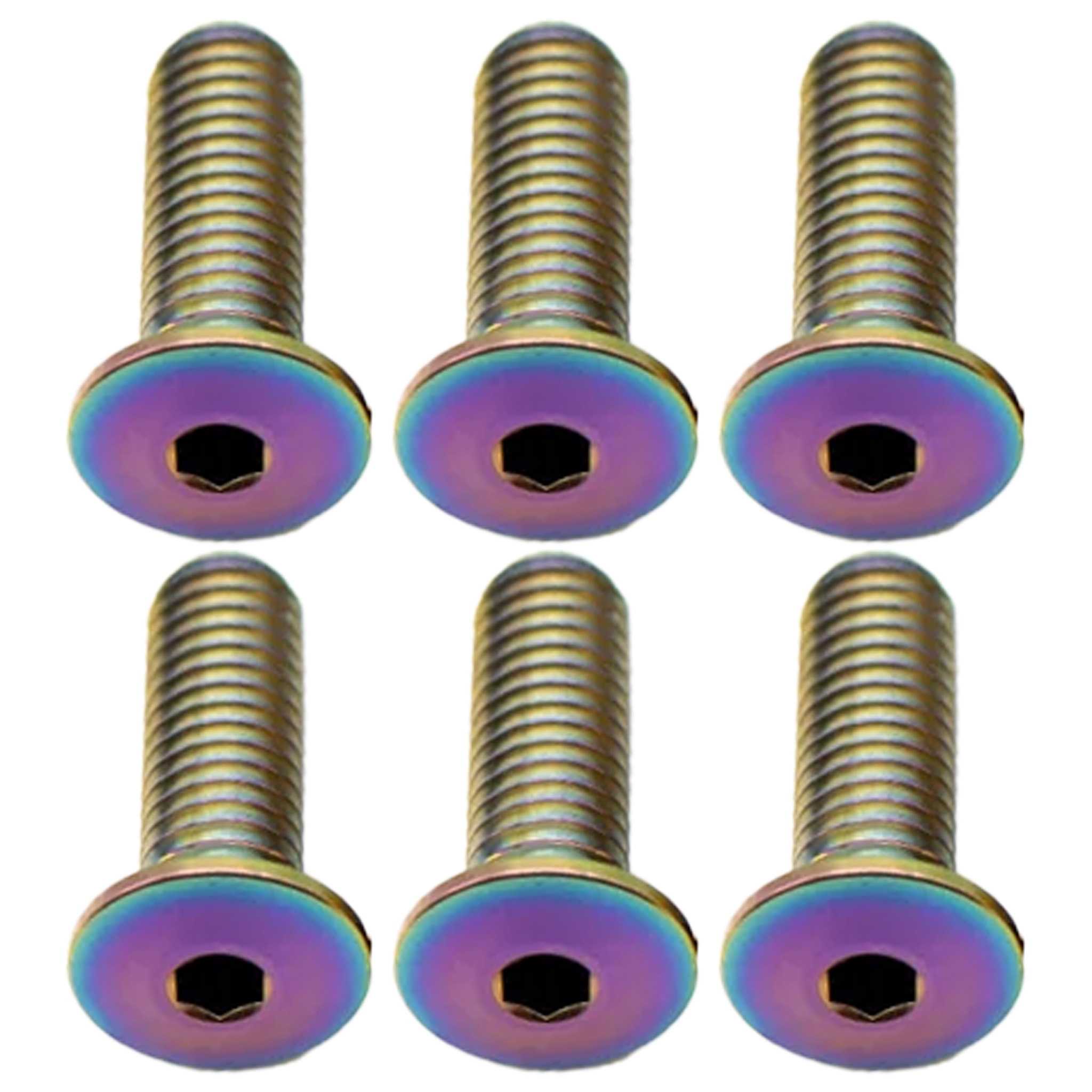 Better Bolts Titanium Water Bottle Cage Bolts15mmRainbow 6/Count