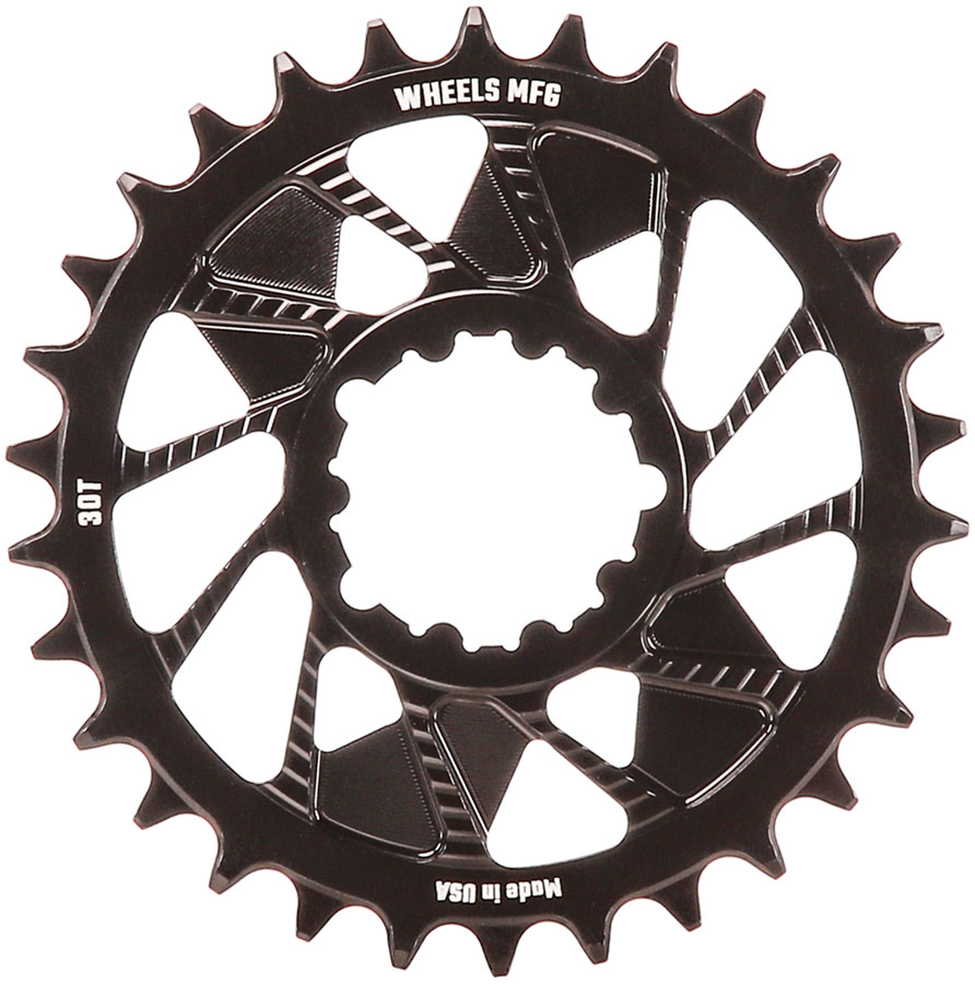 Wheels Manufacturing Direct Mount Chainring - 30t SRAM 3-Bolt Direct Mount 3mm Offset Compatible Hyperglide+ Chain BLK