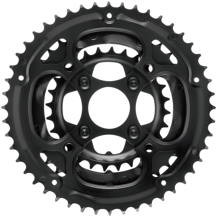 Samox 338ASS Chainring Set - 48/36/28t 104/Riveted BCD Aluminum Outer Ring Steel Middle/Inner Ring BLK Samox 338ASS Chainring Set - 48/36/28t 104/Riveted BCD Aluminum Outer Ring Steel Middle/Inner Ring BLK