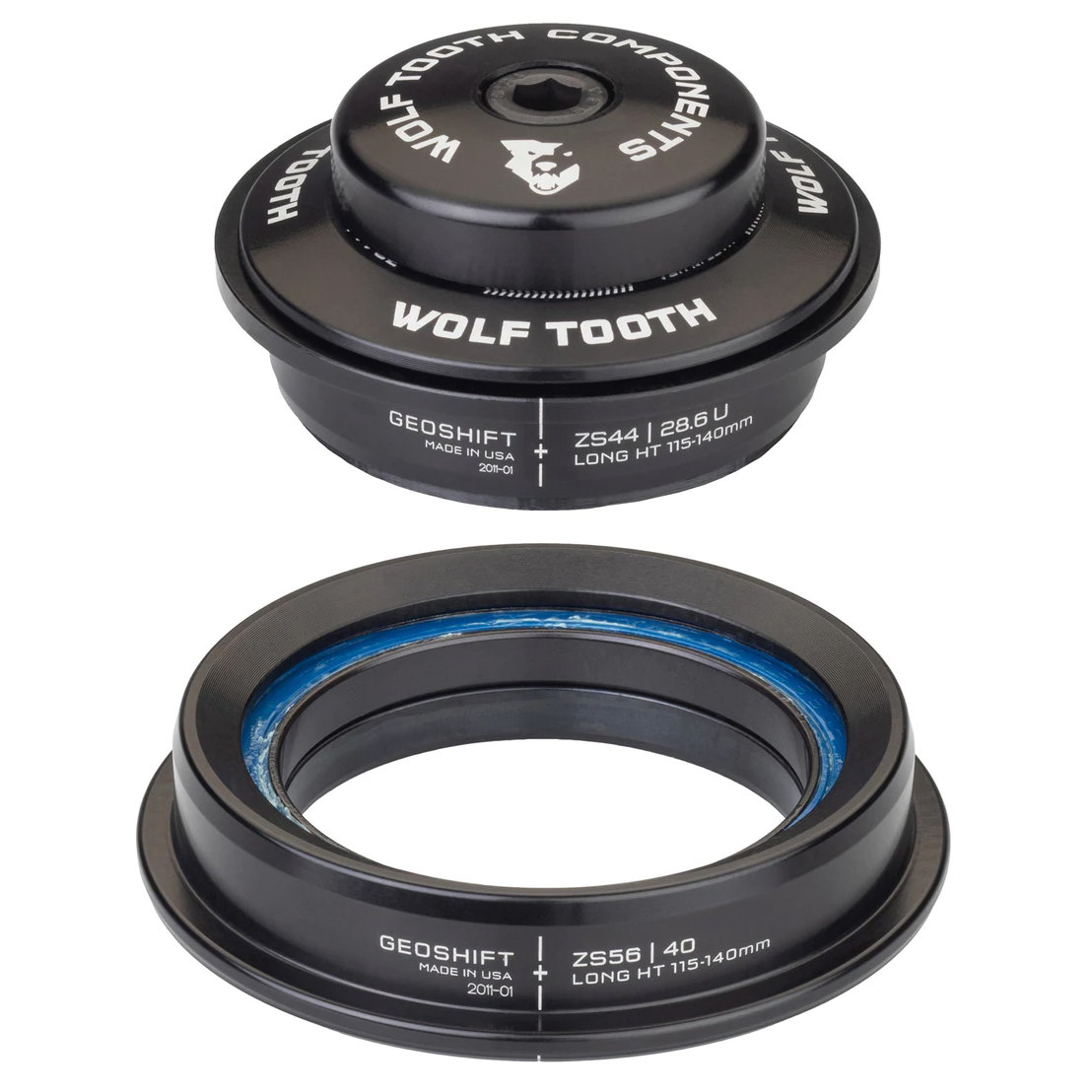 Wolf Tooth Components GeoShift Headset ZS44 Upper/ZS56 Lower (Perf) Long