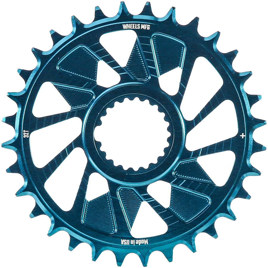 Wheels Manufacturing Direct Mount Chainring - 32t Shimano Direct Mount 1.5mm Outboard Offset HG+ Chain Compatible Teal Wheels Manufacturing Direct Mount Chainring - 32t Shimano Direct Mount 1.5mm Outboard Offset HG+ Chain Compatible Teal