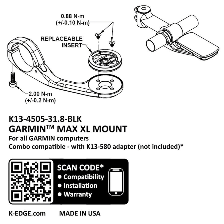 K-EDGE Garmin MAX XL Computer Mount - Black - Image 14